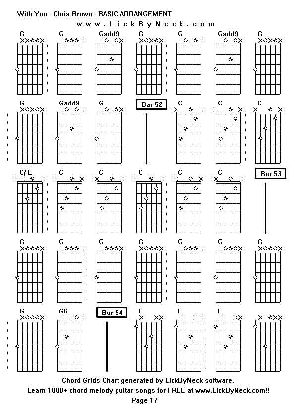 Chord Grids Chart of chord melody fingerstyle guitar song-With You - Chris Brown - BASIC ARRANGEMENT,generated by LickByNeck software.